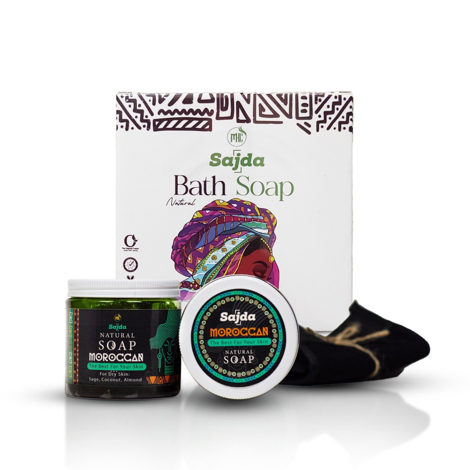 صابون مغربي بالمورينجا والطحالب البحرية + ليفة مغربية